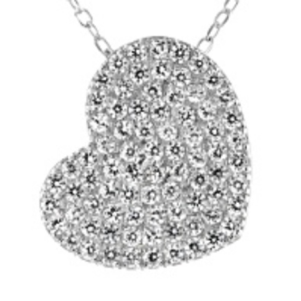 BELLA LUCE (R) 1.02CTW RHODIUM OVER STERLING SILVER HEART PENDANT WITH CHAIN